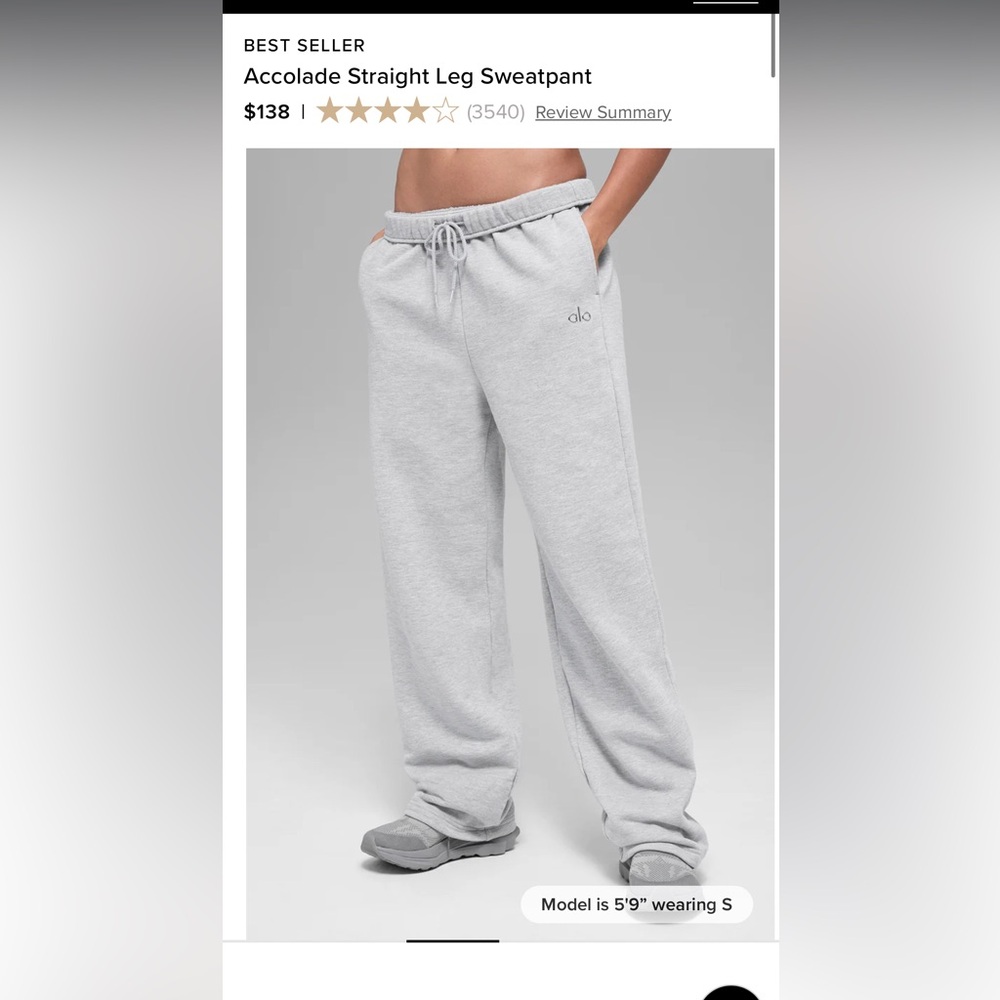 ALO Yoga Accolade straight leg Gray women’s Sweatpants S